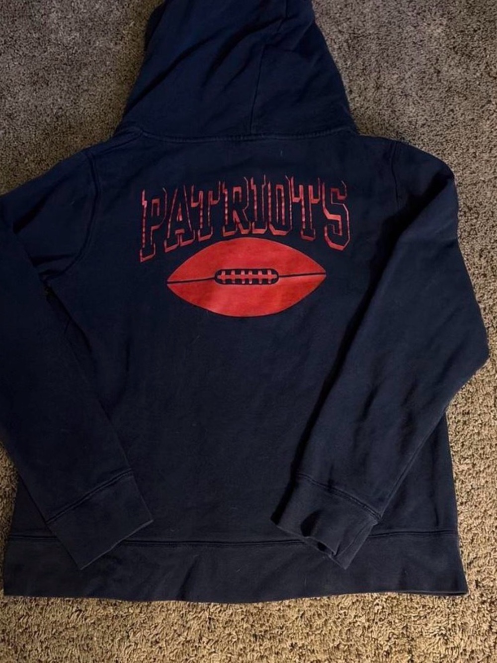 NFL Patriots Hooded Zip Up Hoodie- Navy & Red